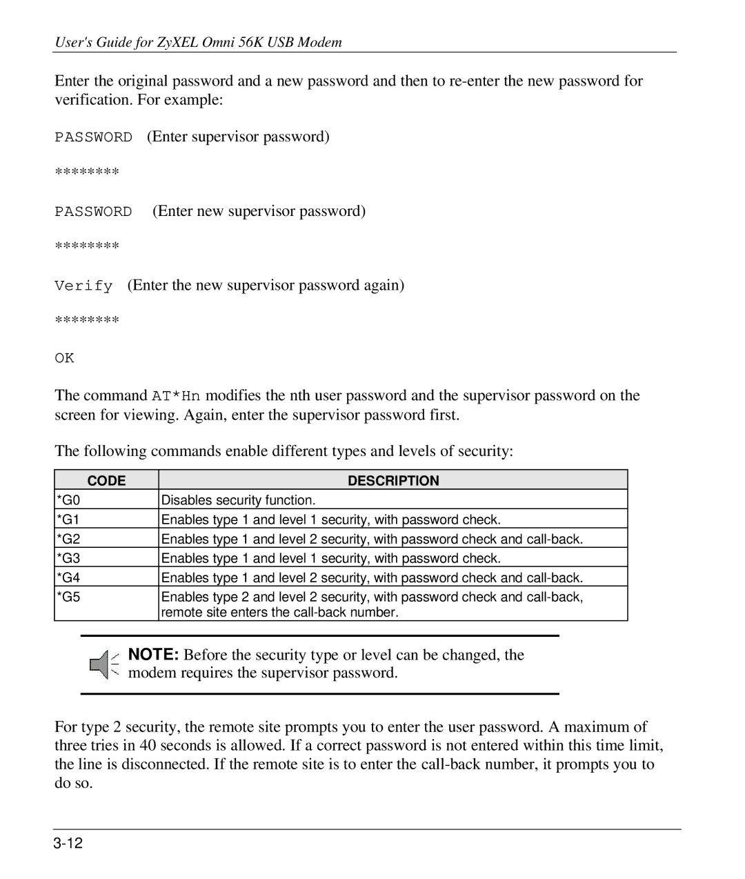 ZyXEL Communications 56K manual Code Description 