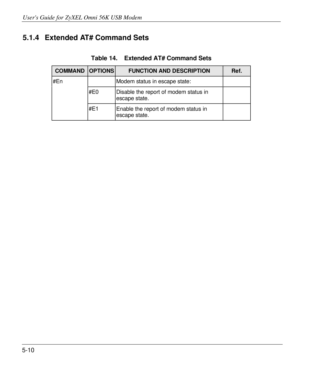 ZyXEL Communications 56K manual Extended AT# Command Sets 