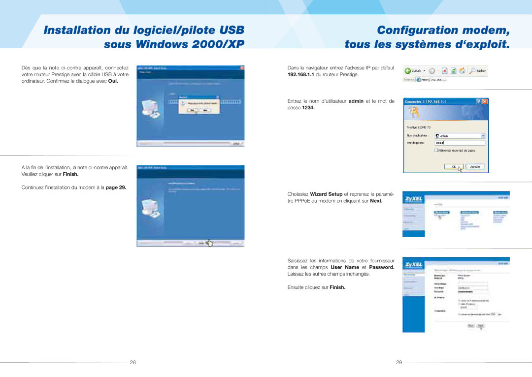 ZyXEL Communications 623ME(-I) quick start Conﬁguration modem, tous les systèmes d‘exploit 