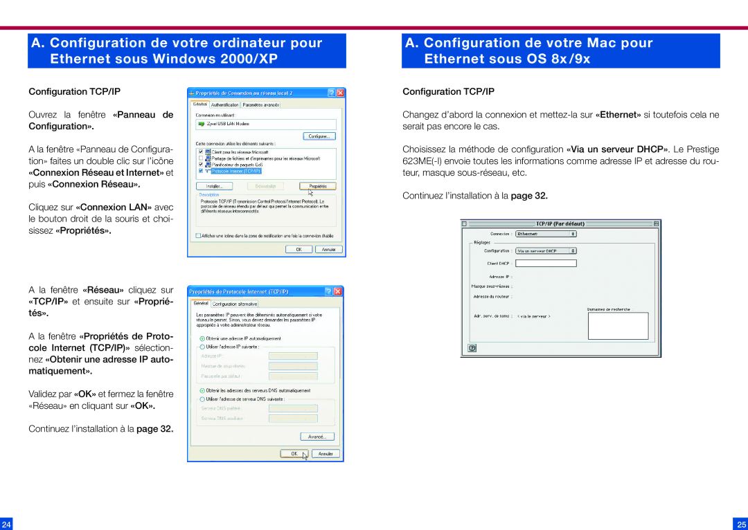 ZyXEL Communications 623ME manual Configuration de votre Mac pour Ethernet sous OS 8x /9x 