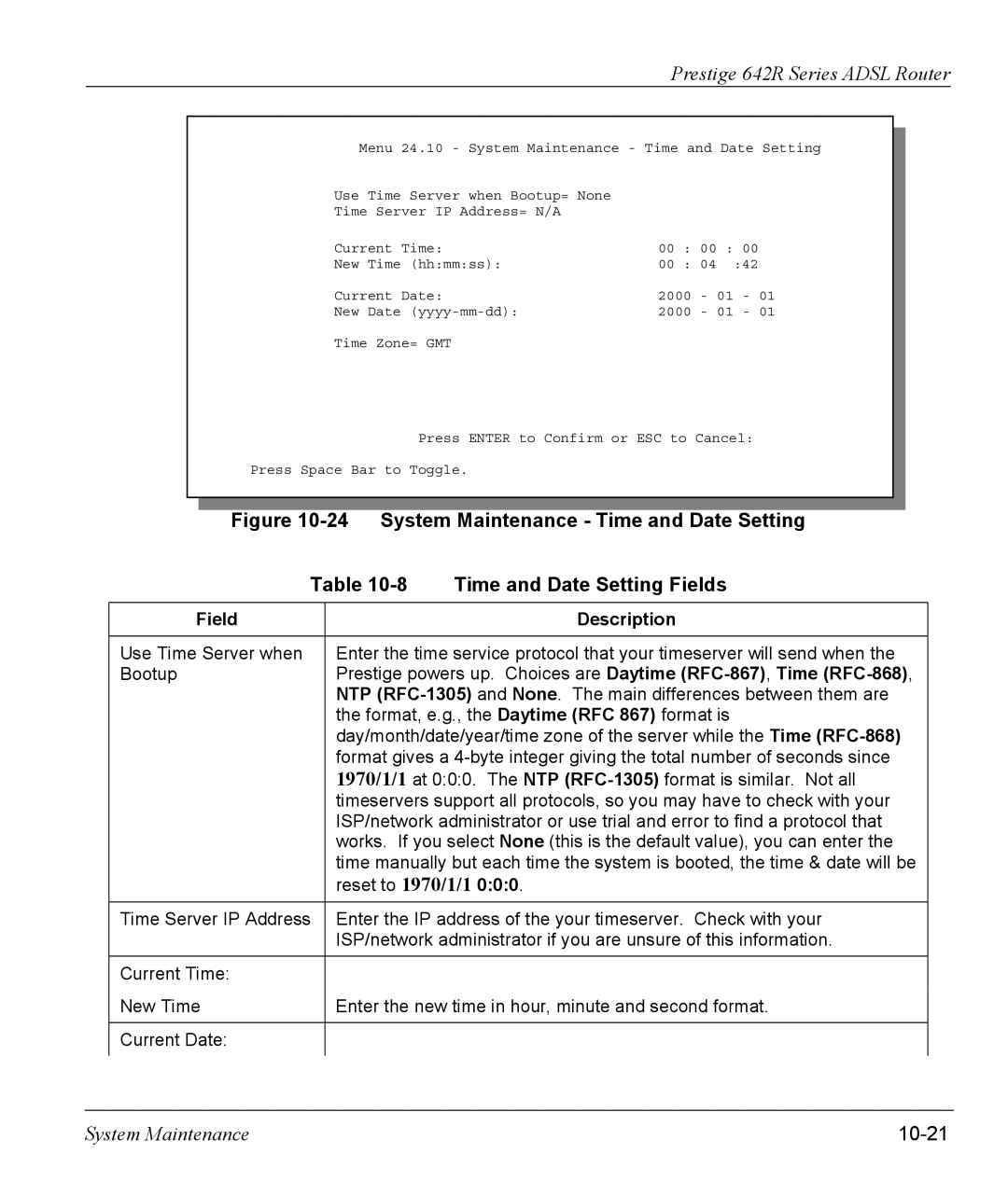 ZyXEL Communications 642R Series manual 10-21, Field Description 