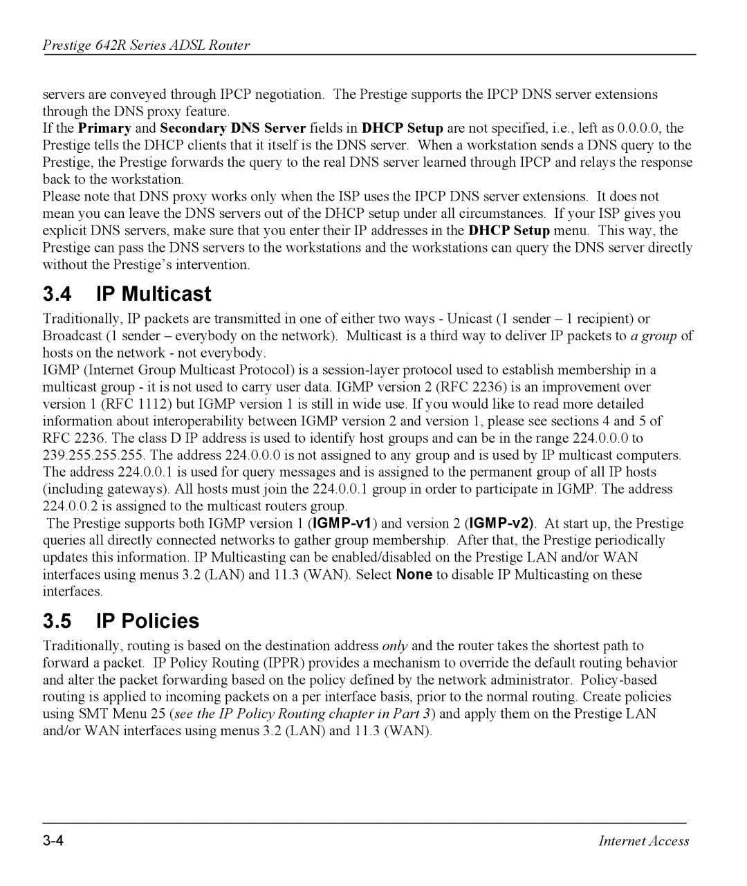 ZyXEL Communications 642R Series manual IP Multicast, IP Policies 