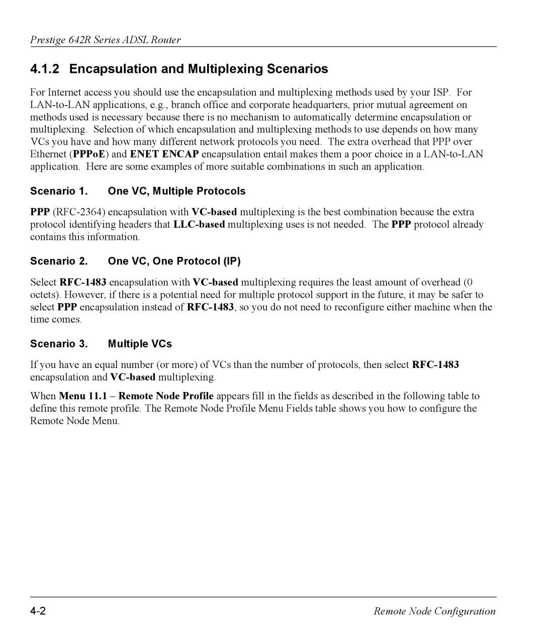 ZyXEL Communications 642R Series manual Encapsulation and Multiplexing Scenarios, Scenario 1. One VC, Multiple Protocols 