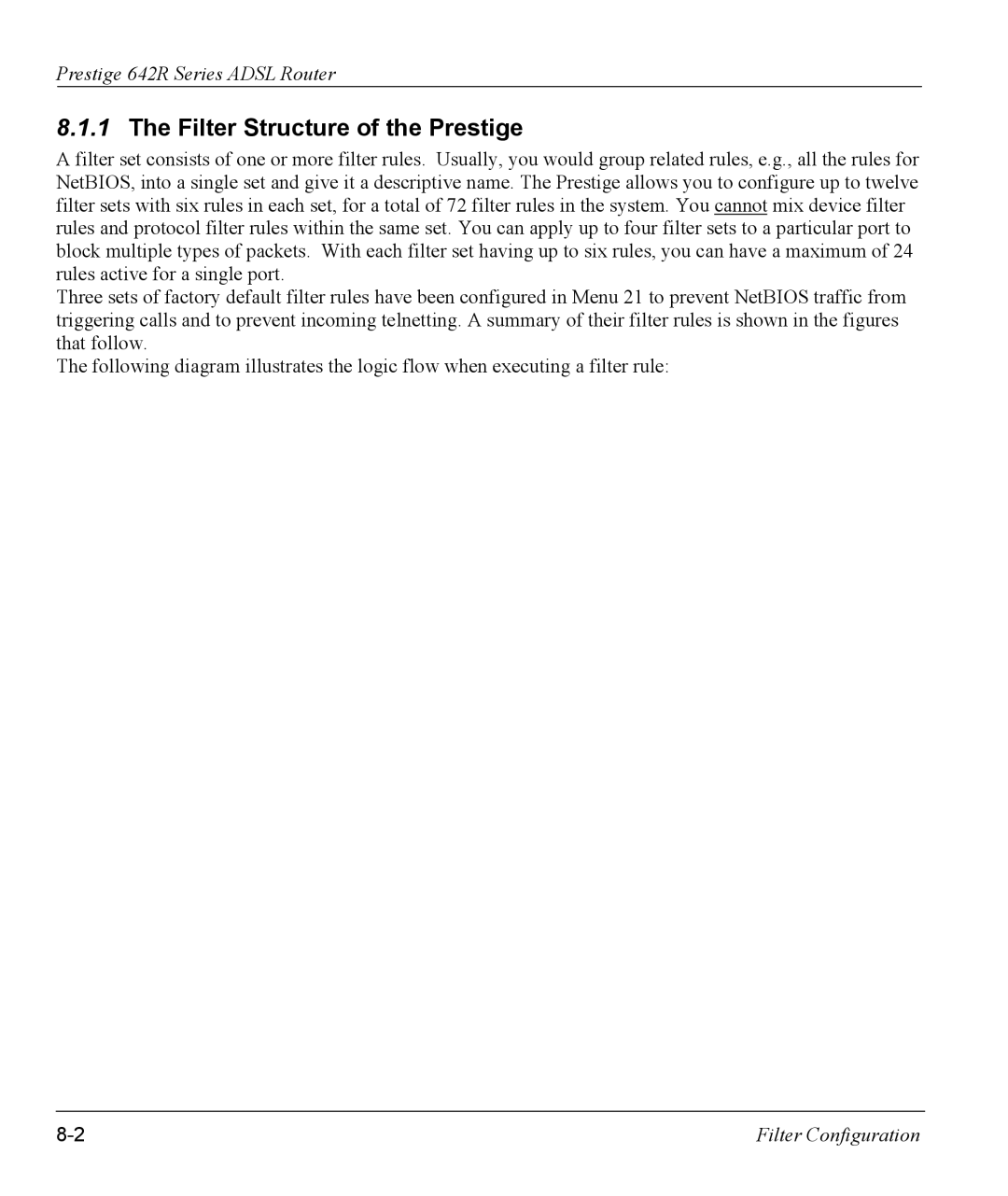 ZyXEL Communications 642R Series manual Filter Structure of the Prestige 