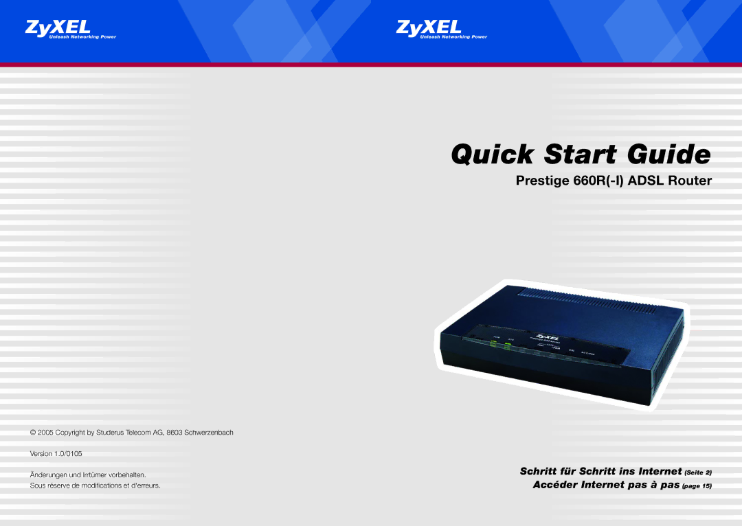 ZyXEL Communications 660R quick start Quick Start Guide 