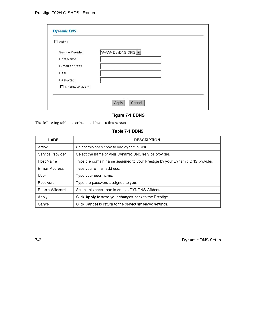 ZyXEL Communications 792H manual Ddns 