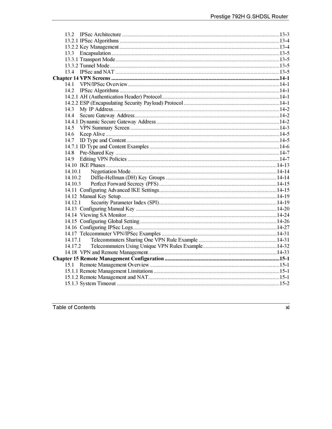 ZyXEL Communications 792H manual 14-1, 15-1 