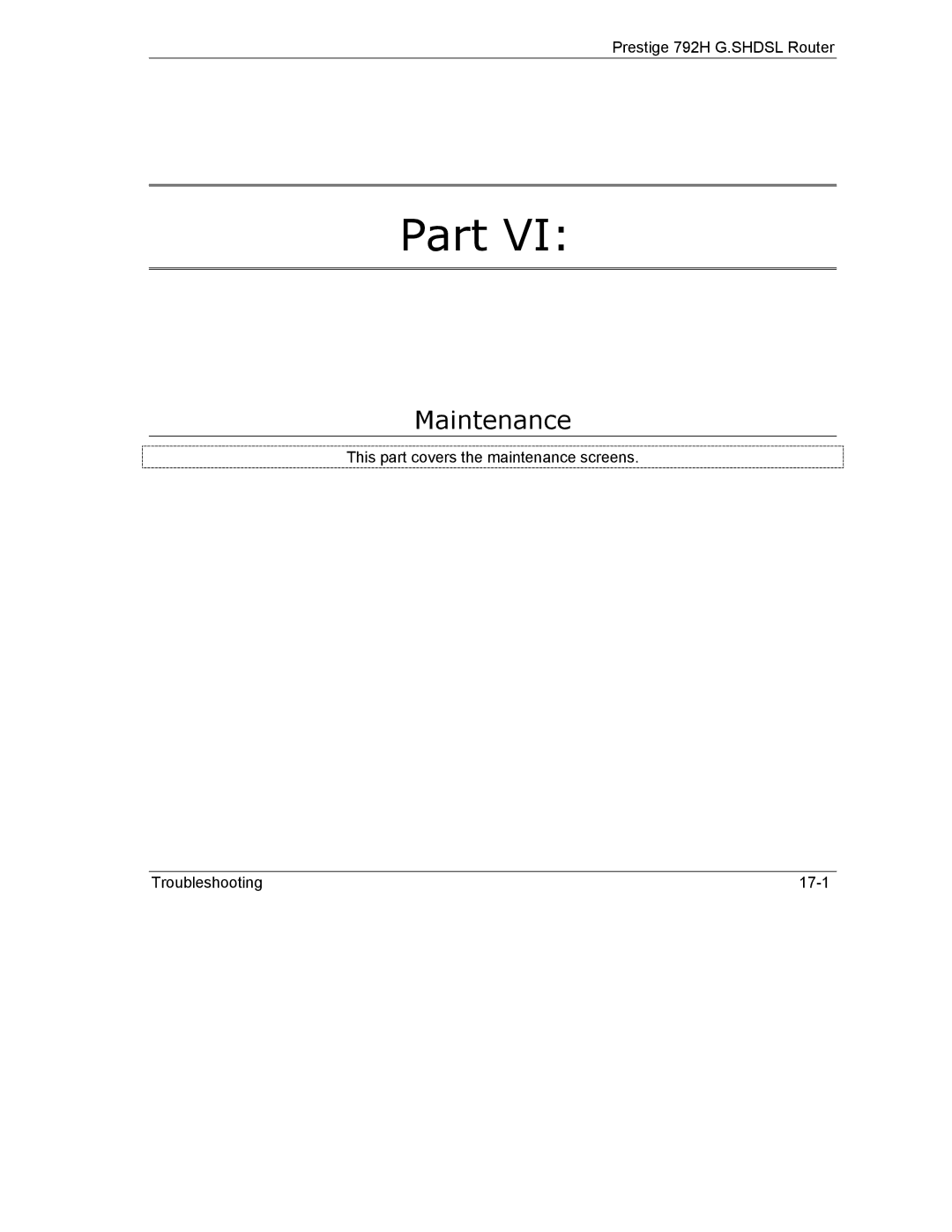 ZyXEL Communications 792H manual Maintenance 