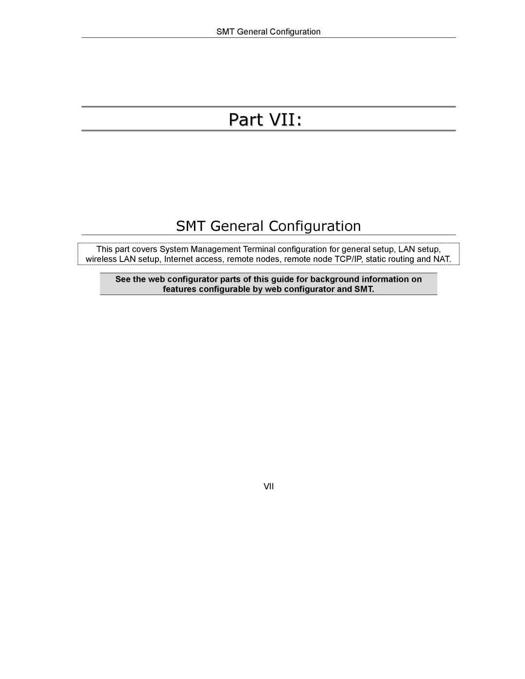 ZyXEL Communications 792H manual SMT General Configuration 