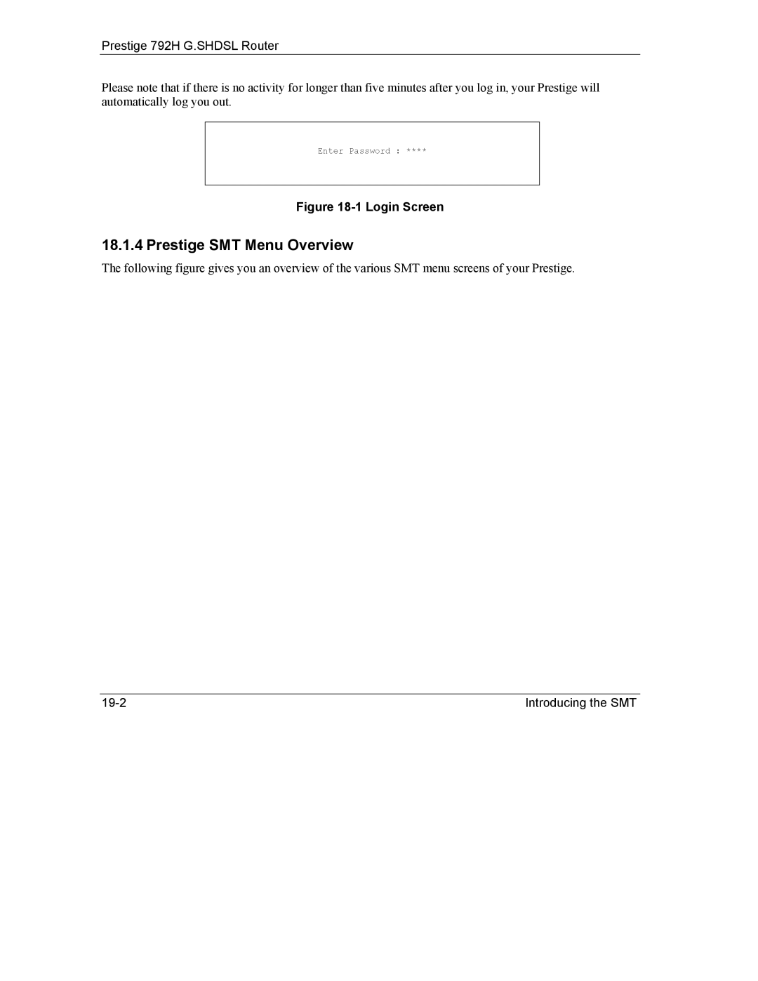 ZyXEL Communications 792H manual Prestige SMT Menu Overview, Login Screen 