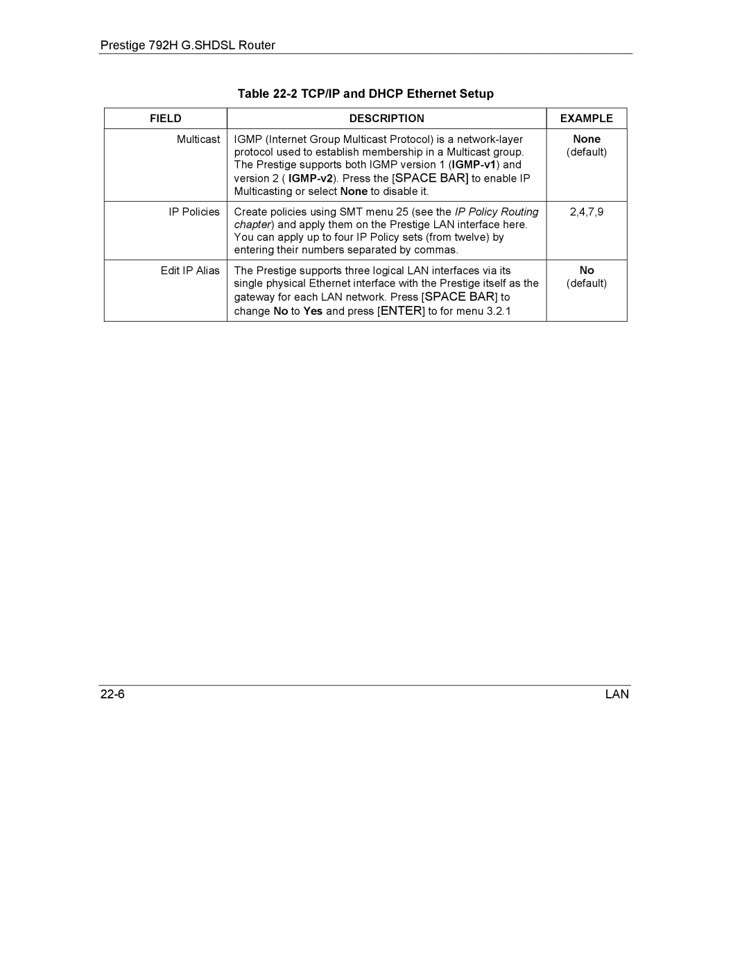 ZyXEL Communications 792H manual 22-6 