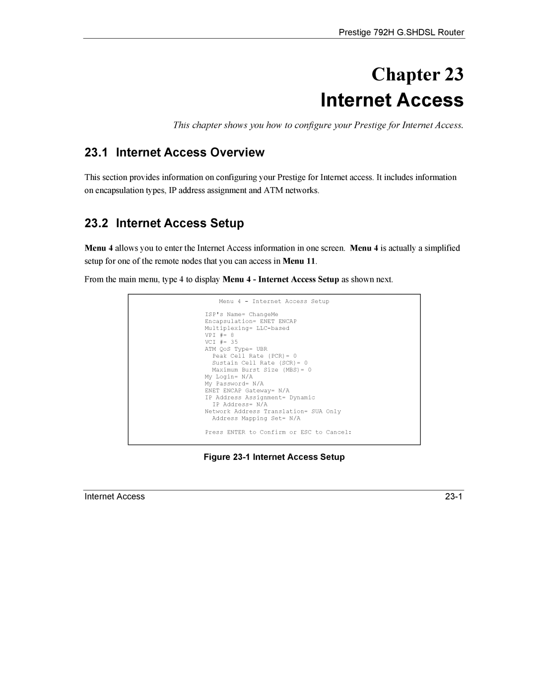 ZyXEL Communications 792H manual Internet Access Overview, Internet Access Setup 