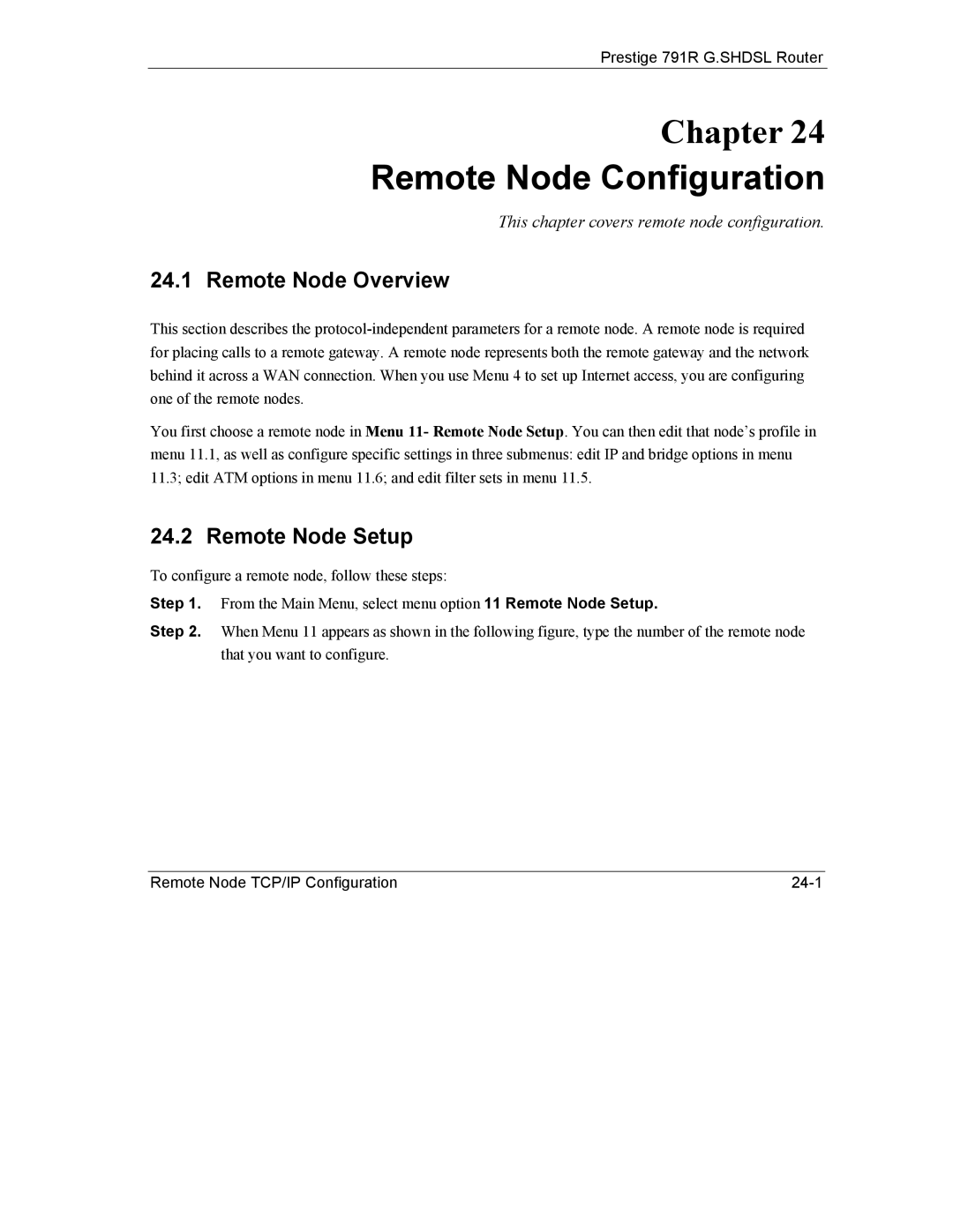 ZyXEL Communications 792H manual Remote Node Configuration, Remote Node Overview, Remote Node Setup 