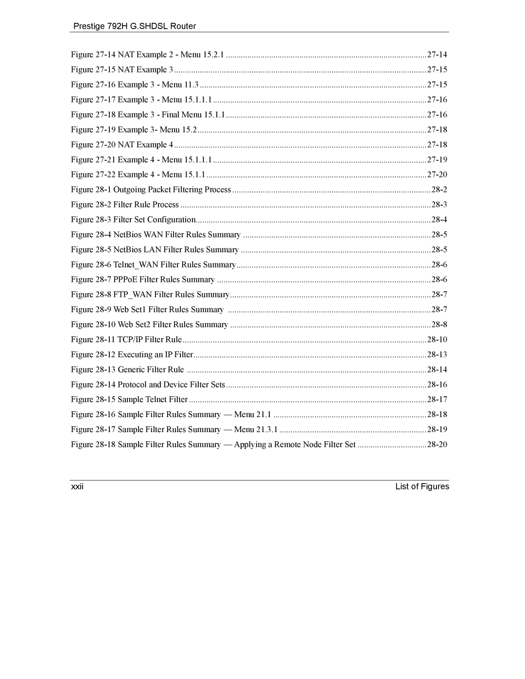 ZyXEL Communications 792H manual Xxii List of Figures 