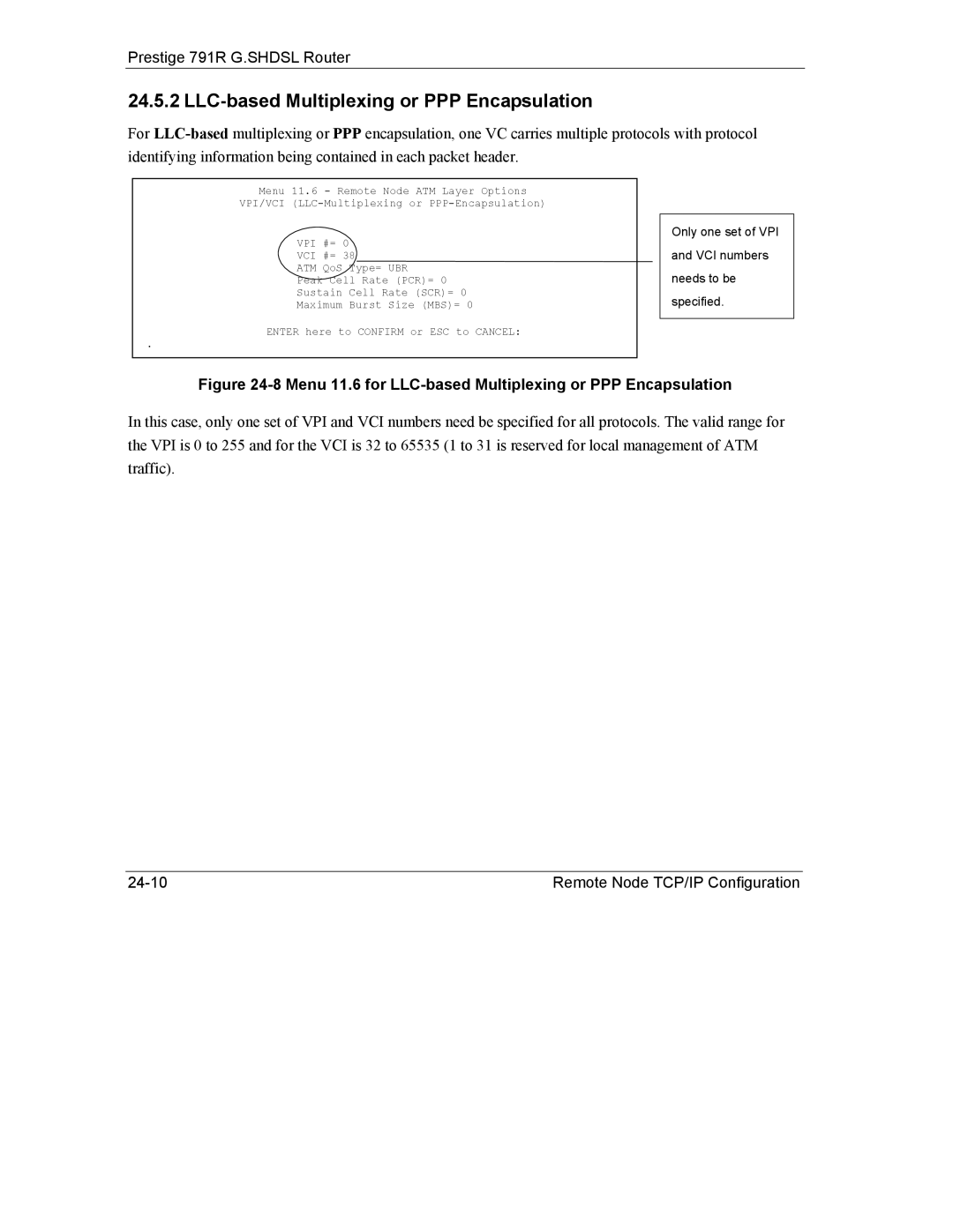 ZyXEL Communications 792H manual LLC-based Multiplexing or PPP Encapsulation 