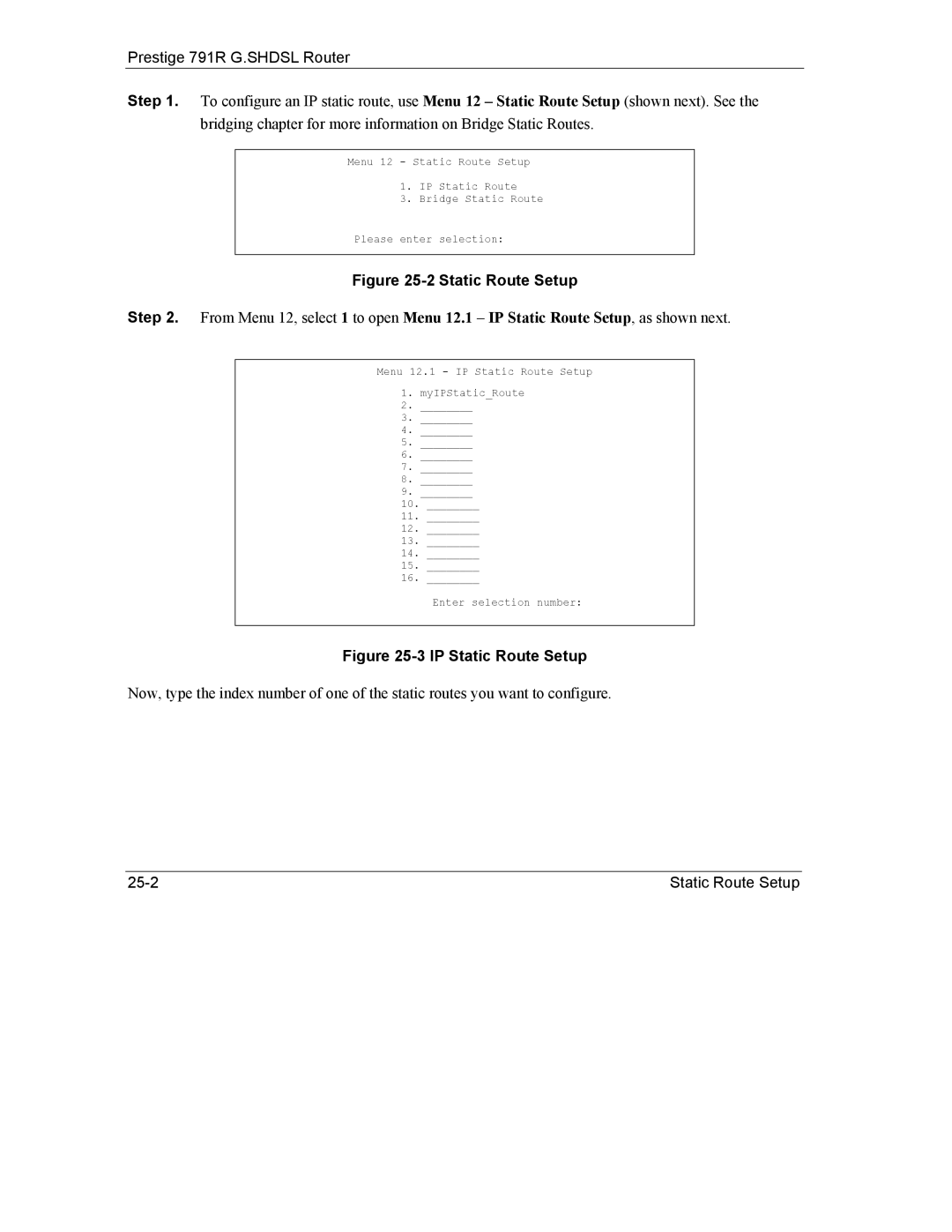 ZyXEL Communications 792H manual Static Route Setup 