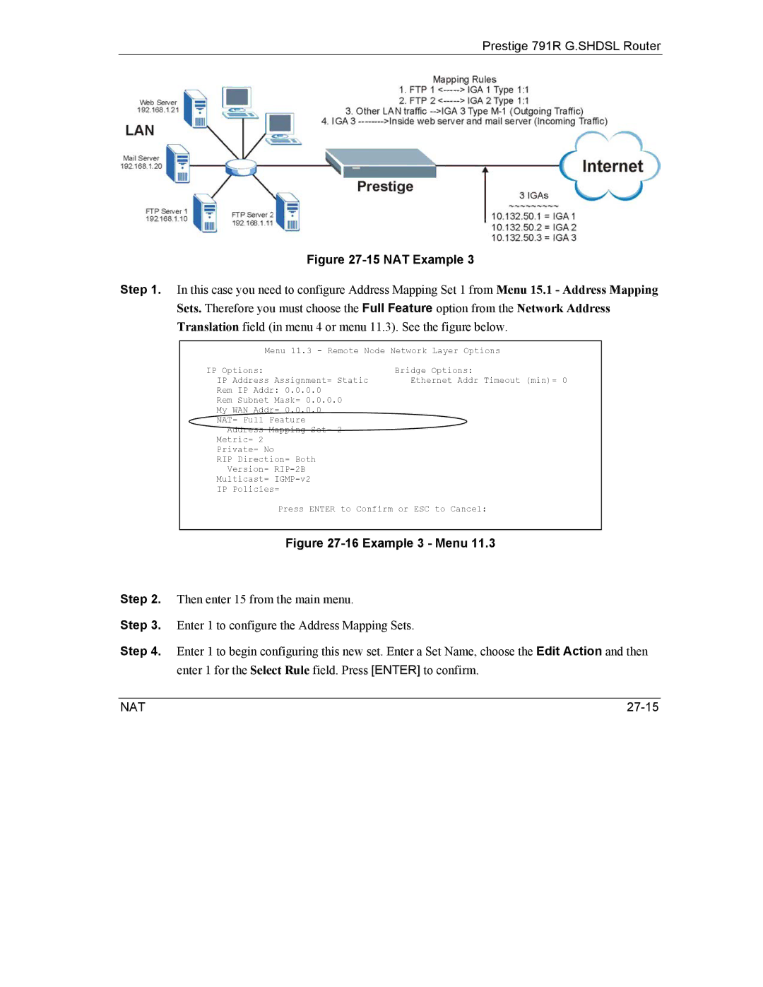 ZyXEL Communications 792H manual NAT Example 