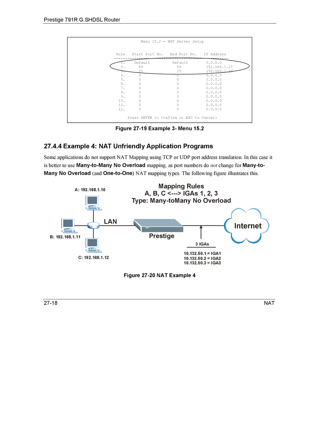 ZyXEL Communications 792H manual Example 4 NAT Unfriendly Application Programs, Example 3- Menu 