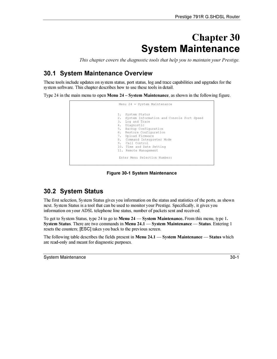 ZyXEL Communications 792H manual System Maintenance Overview, System Status 