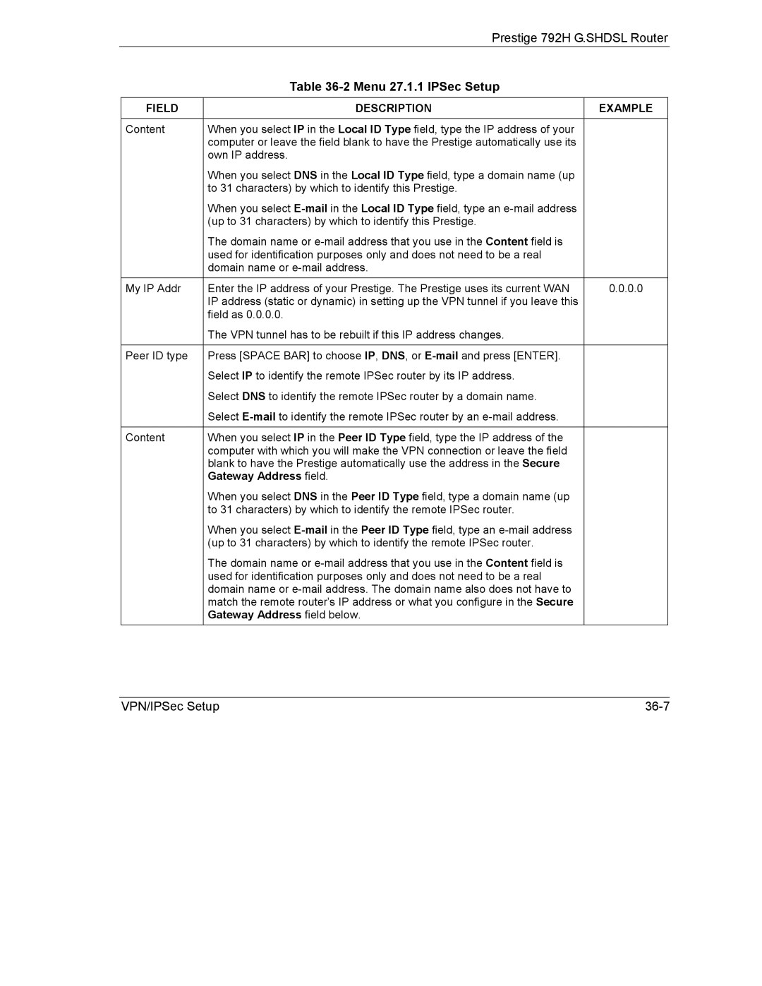 ZyXEL Communications 792H manual Gateway Address field below 