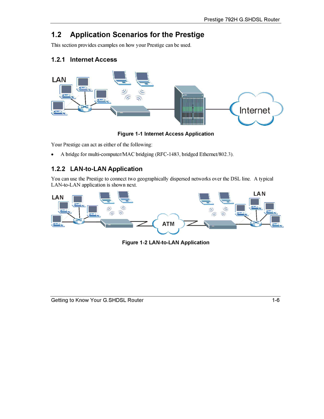 ZyXEL Communications 792H manual Application Scenarios for the Prestige, Internet Access, LAN-to-LAN Application 