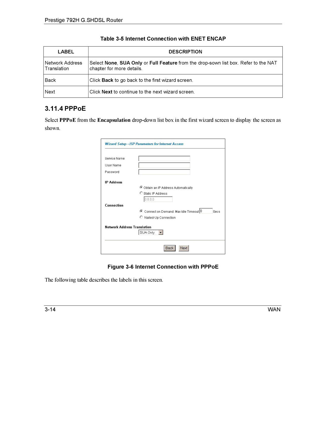 ZyXEL Communications 792H manual Internet Connection with PPPoE 