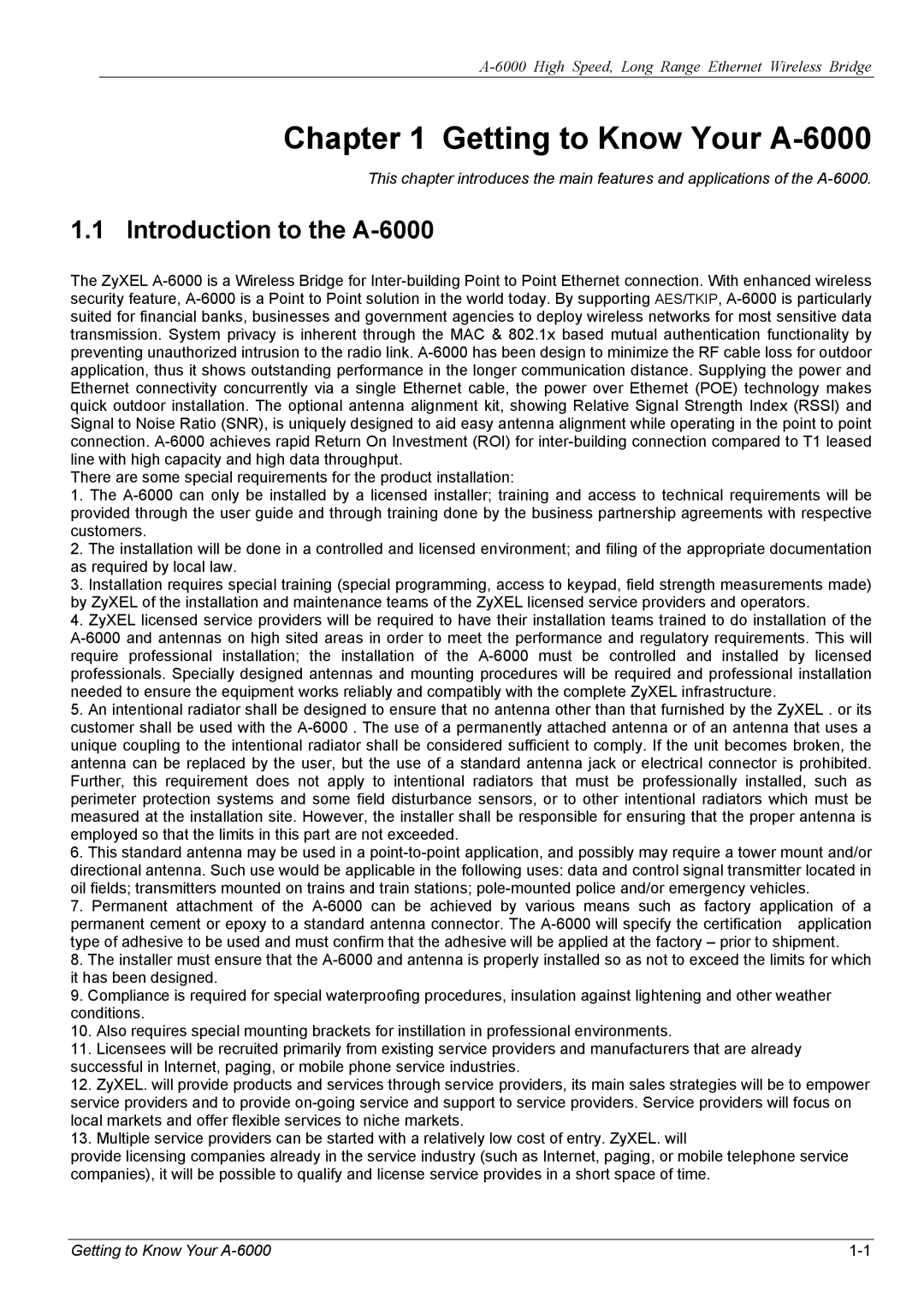 ZyXEL Communications manual Getting to Know Your A-6000, Introduction to the A-6000 