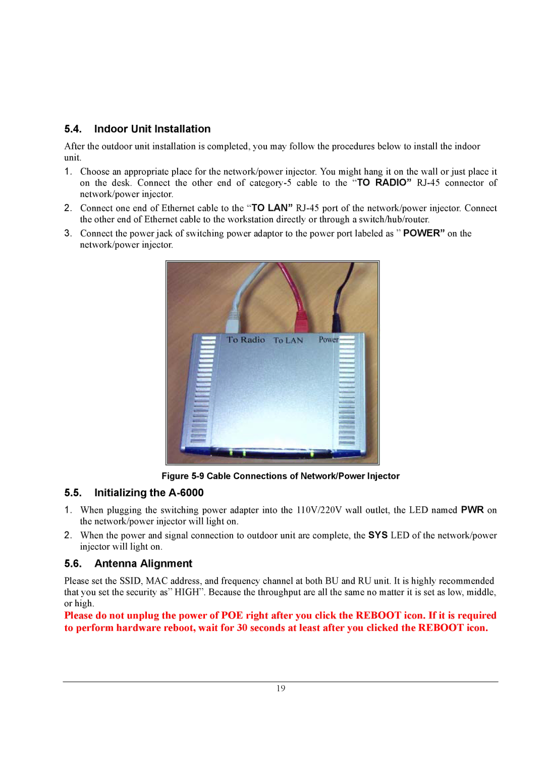 ZyXEL Communications A-6000 quick start Indoor Unit Installation 