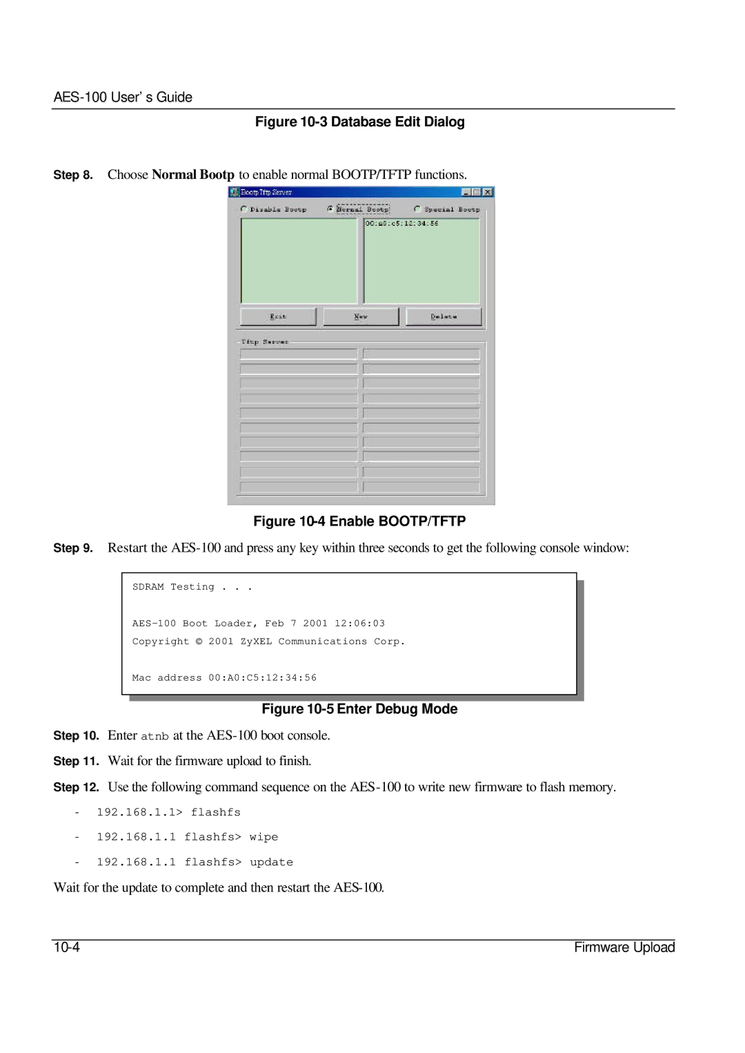 ZyXEL Communications AES-100 manual Database Edit Dialog 