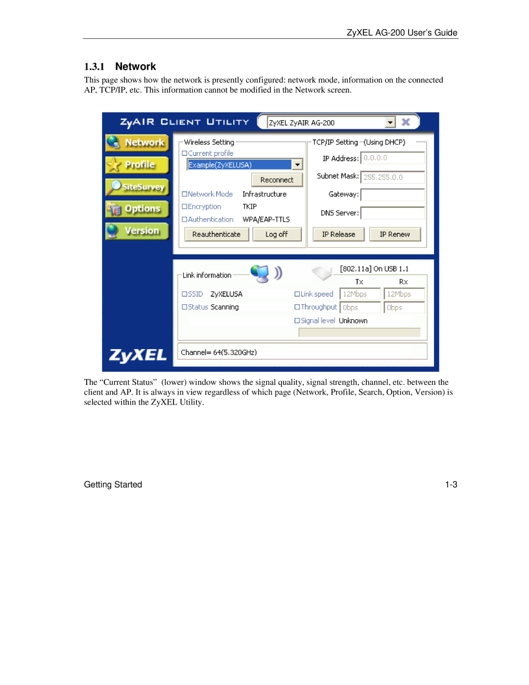 ZyXEL Communications AG-200 manual Network 