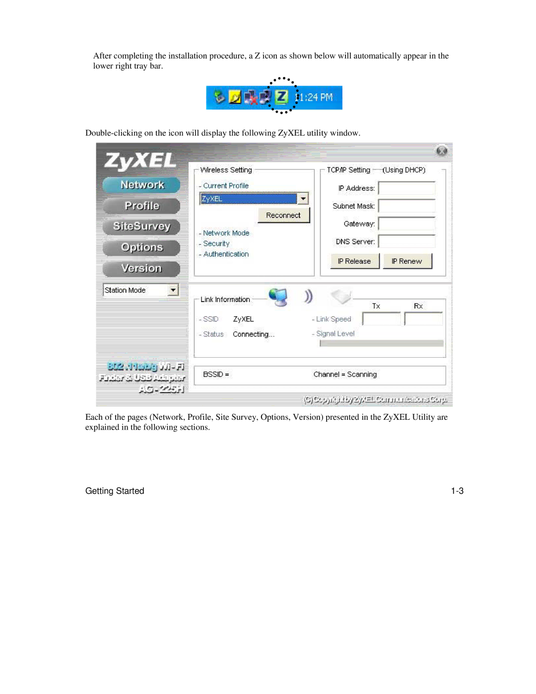 ZyXEL Communications AG-225H manual Getting Started 