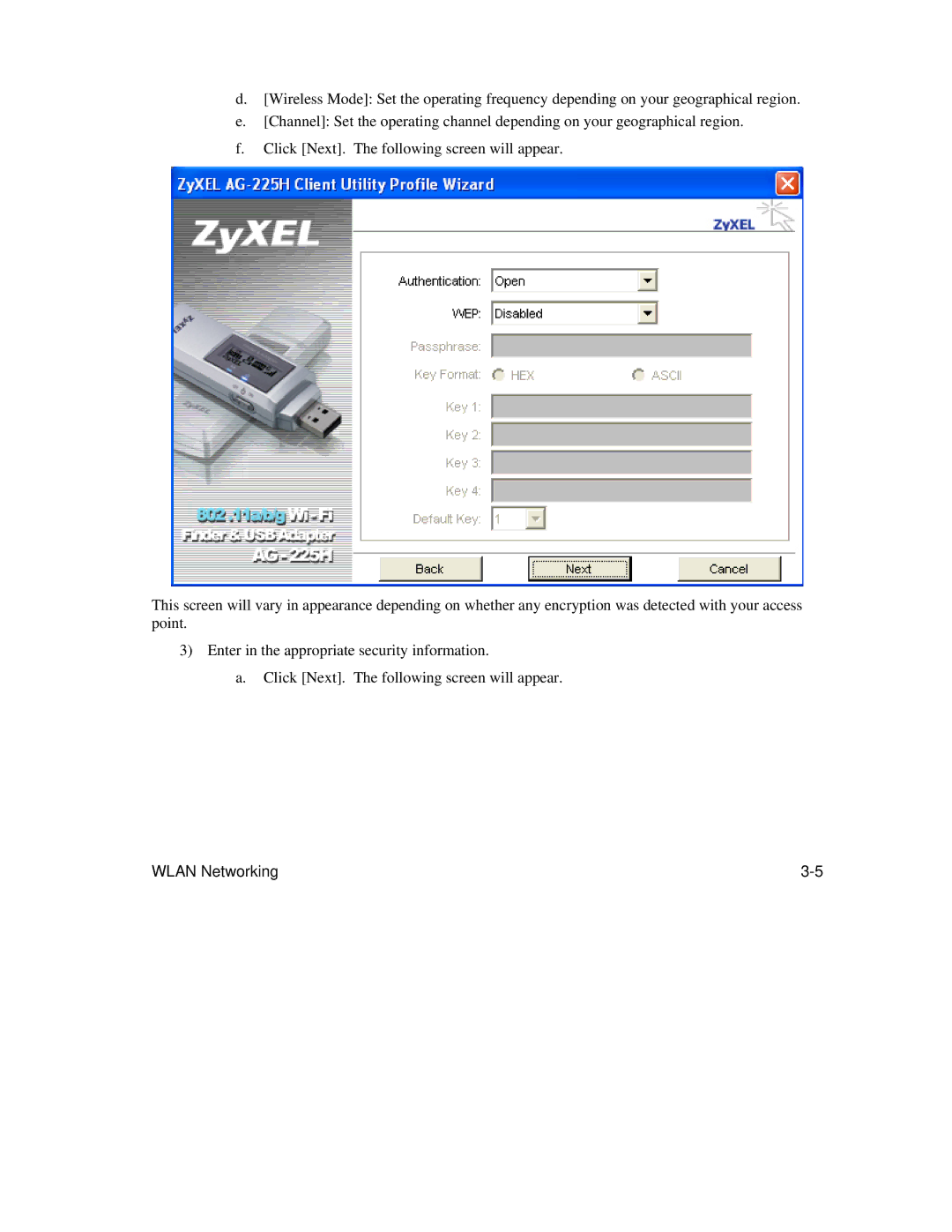 ZyXEL Communications AG-225H manual Wlan Networking 