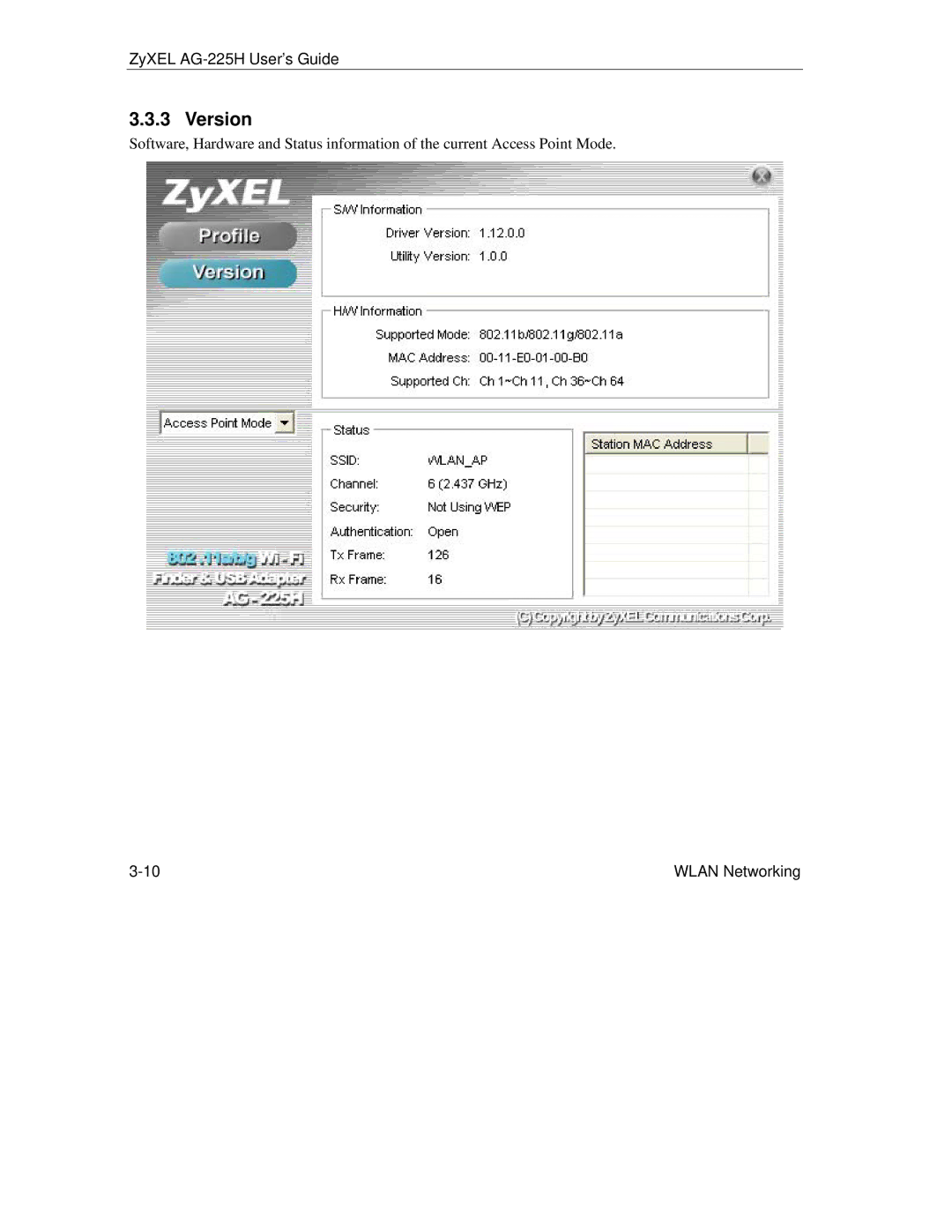 ZyXEL Communications AG-225H manual Version 