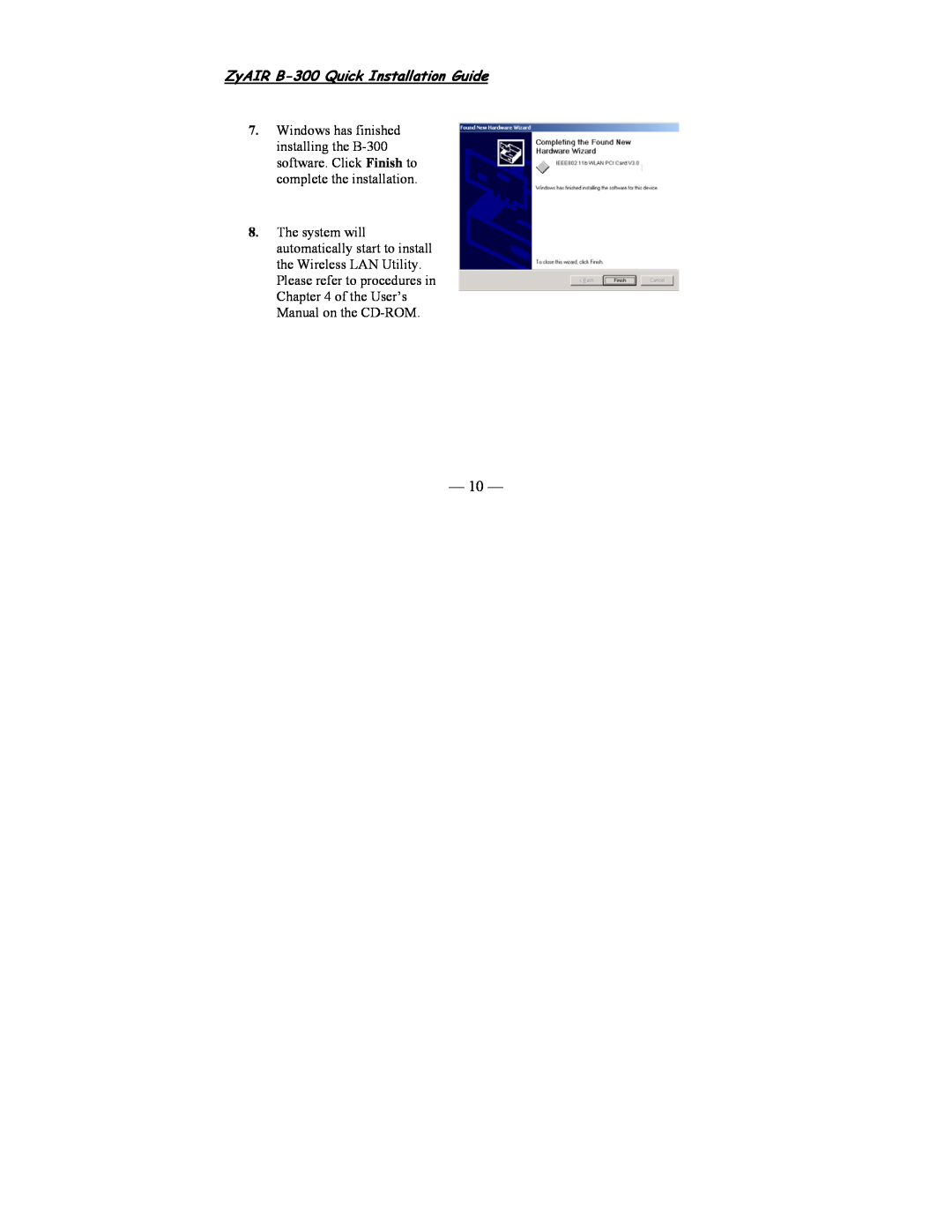 ZyXEL Communications user manual ZyAIR B-300 Quick Installation Guide 