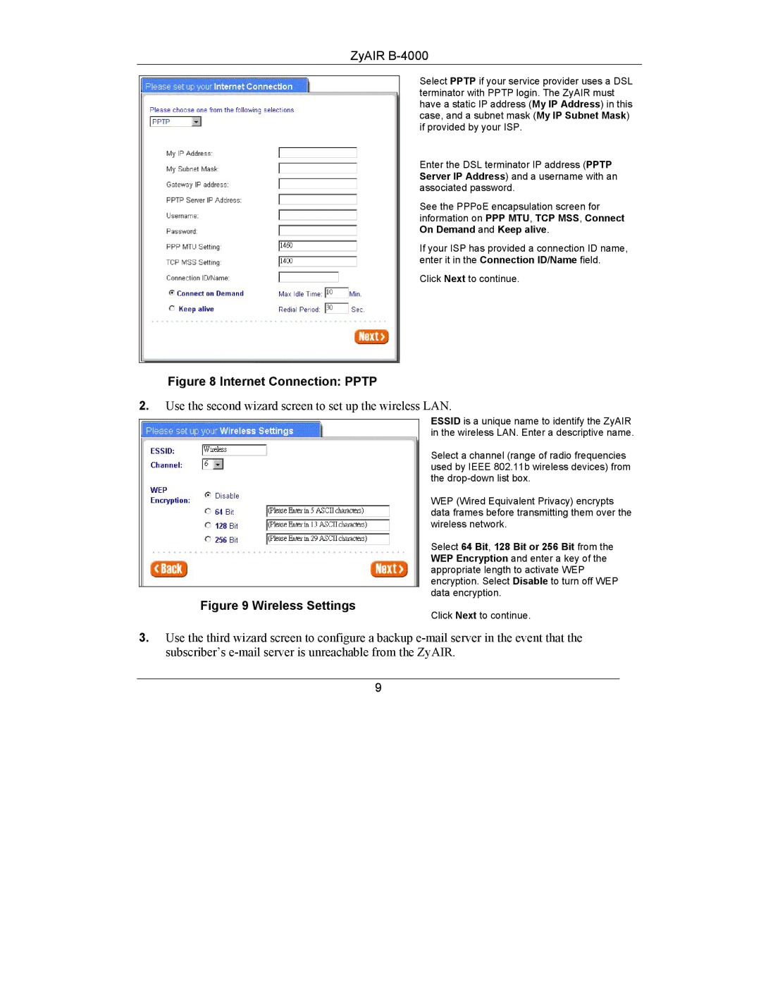 ZyXEL Communications B-4000 manual Internet Connection Pptp 