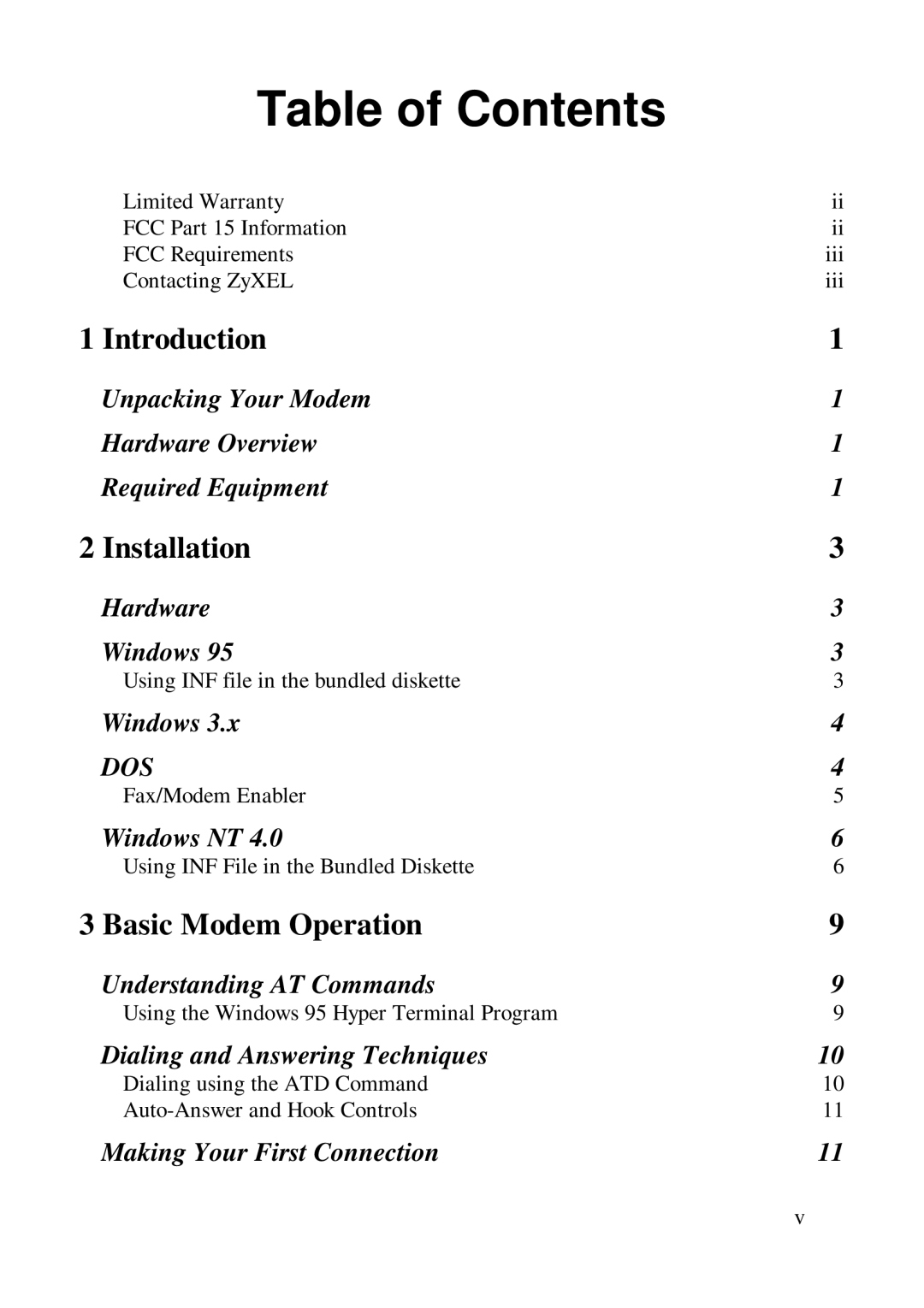 ZyXEL Communications Comet 336P user manual Table of Contents 