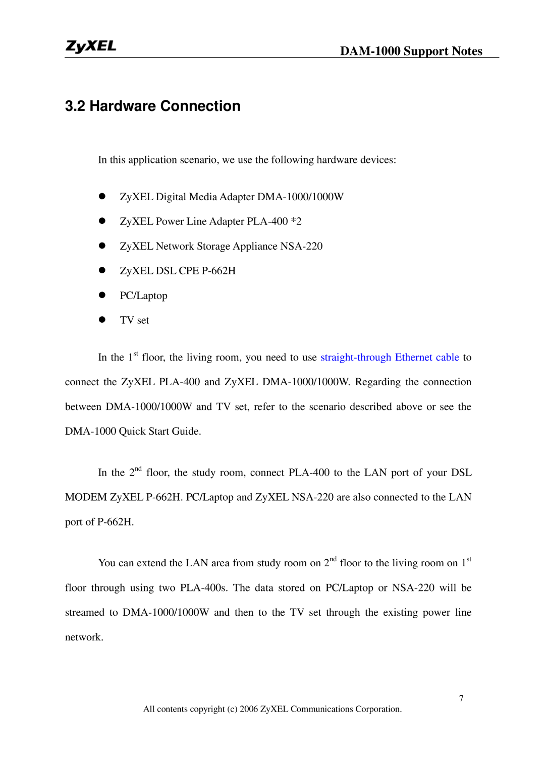 ZyXEL Communications DMA-1000W manual Hardware Connection 