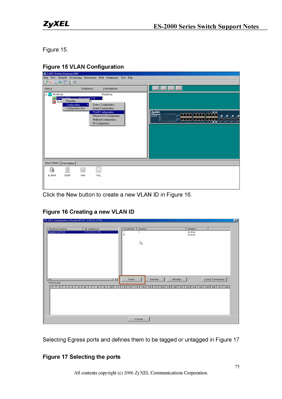 ZyXEL Communications ES-2048, ES-2024PWR, ES-2024A manual Vlan Configuration 