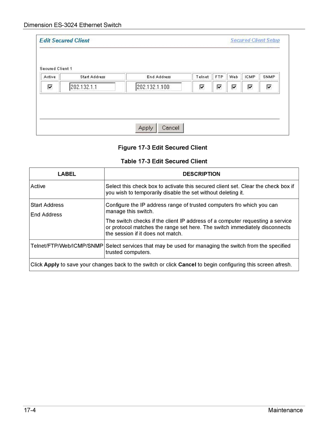 ZyXEL Communications ES-3024 manual Edit Secured Client 