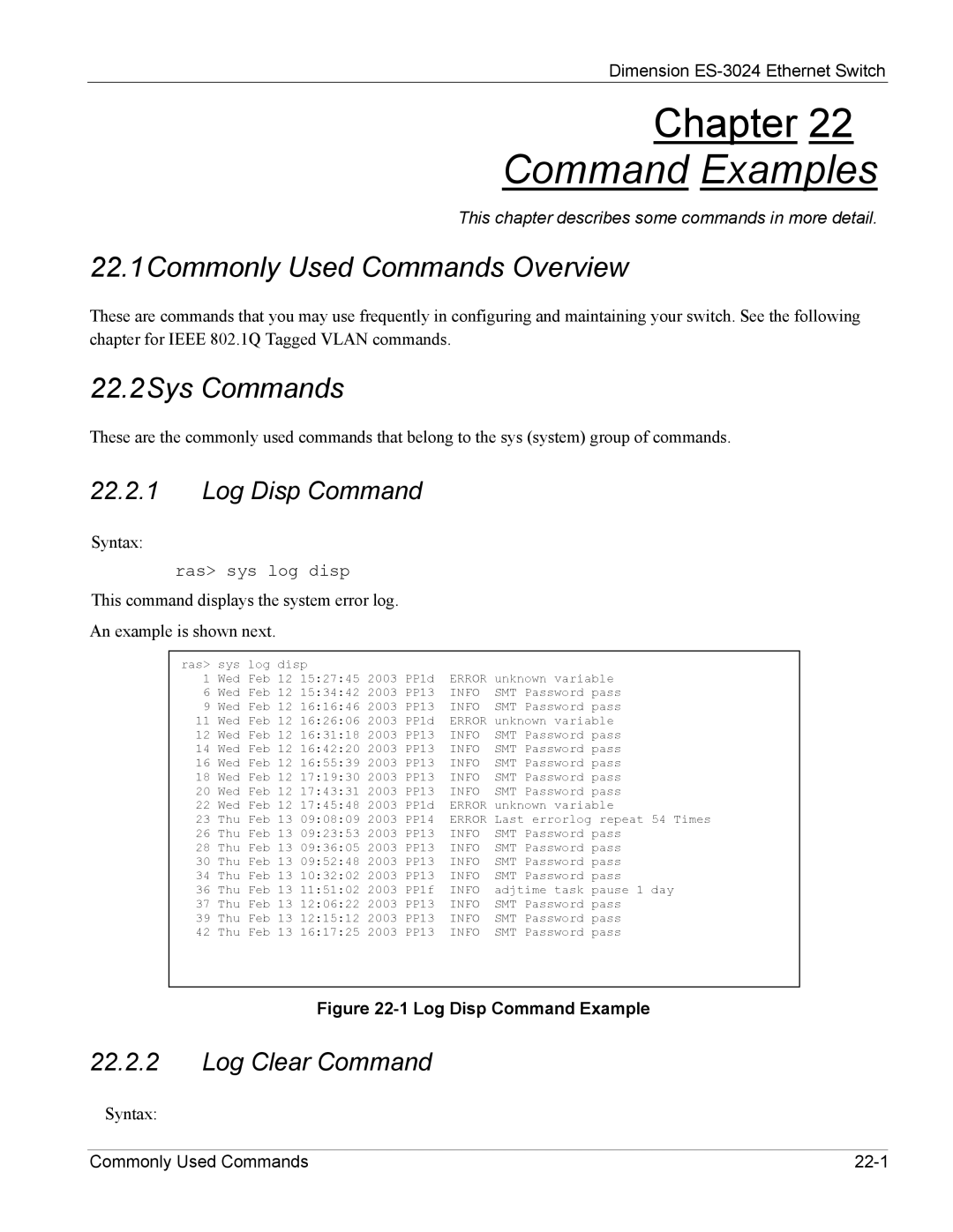 ZyXEL Communications ES-3024 manual Command Examples 