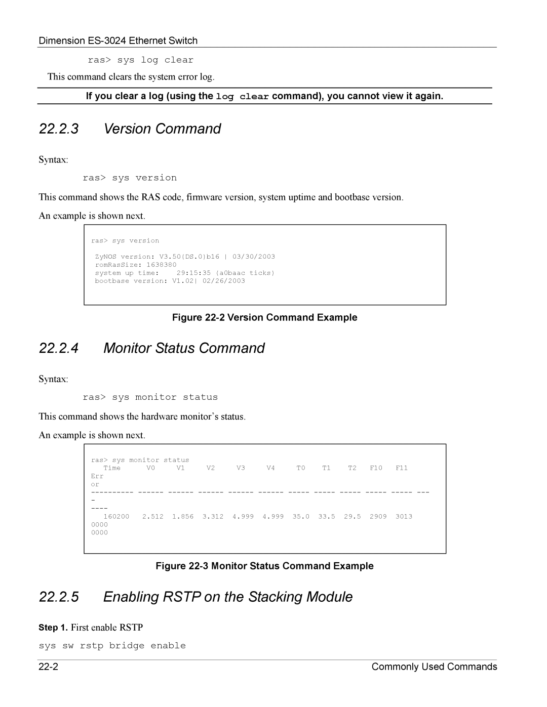 ZyXEL Communications ES-3024 manual Version Command 