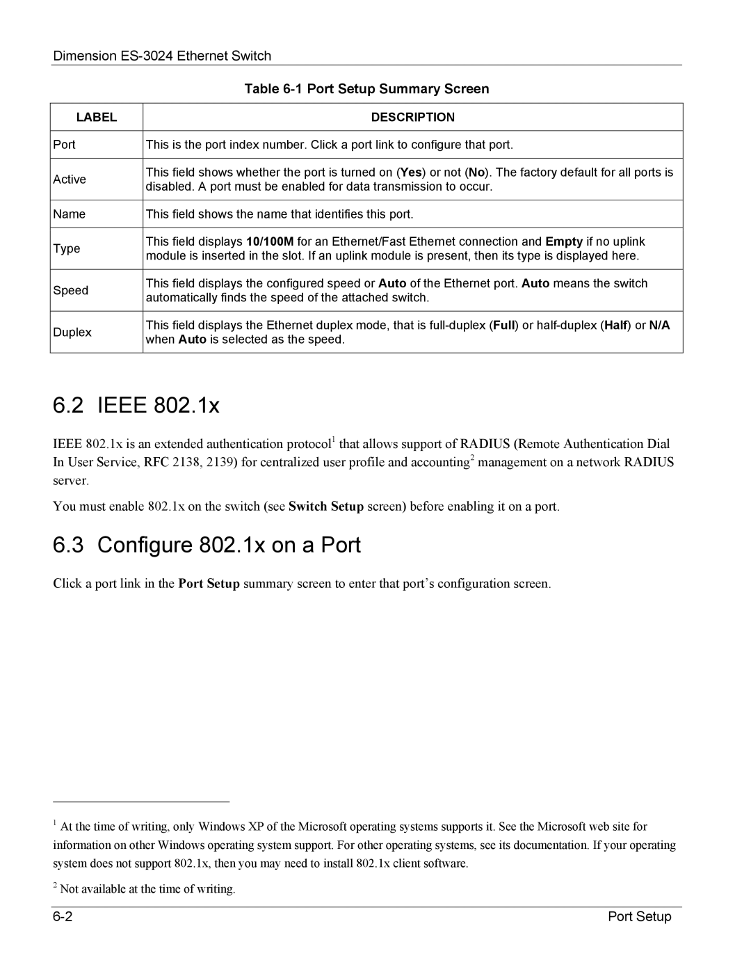 ZyXEL Communications ES-3024 manual Ieee, Configure 802.1x on a Port 