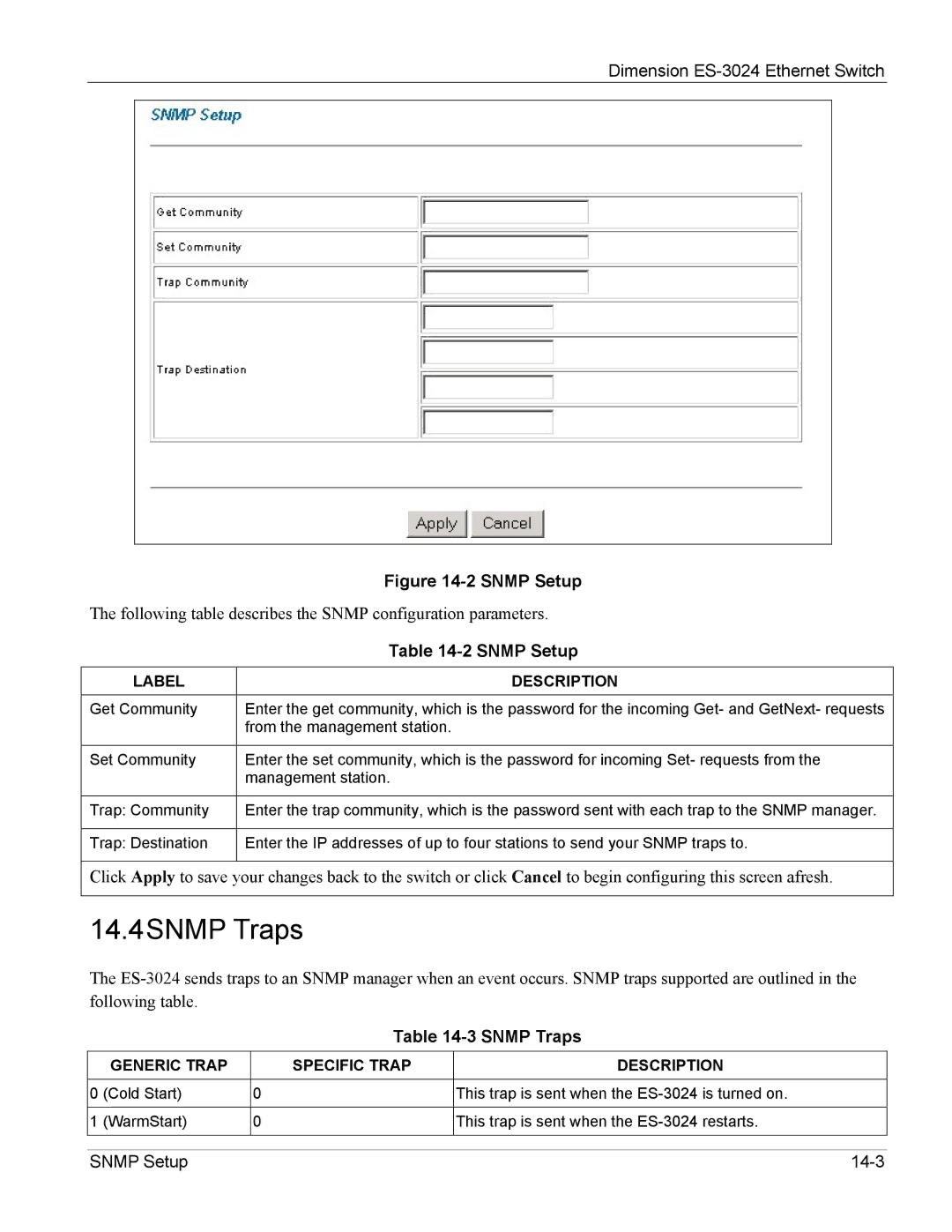 ZyXEL Communications ES-3024 manual 14.4SNMP Traps, Snmp Traps 