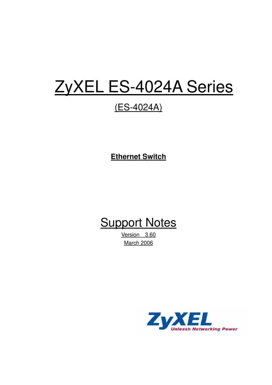 ZyXEL Communications manual ZyXEL ES-4024A Series, Ethernet Switch 