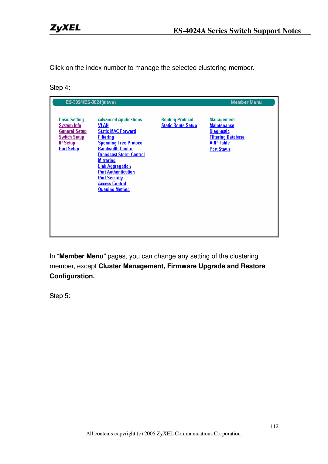 ZyXEL Communications ES-4024A manual Configuration 