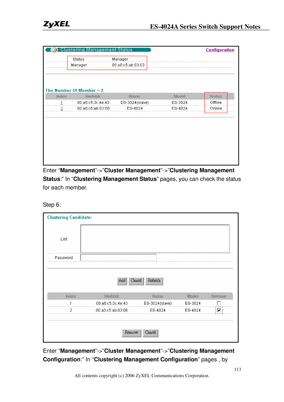 ZyXEL Communications manual ES-4024A Series Switch Support Notes 