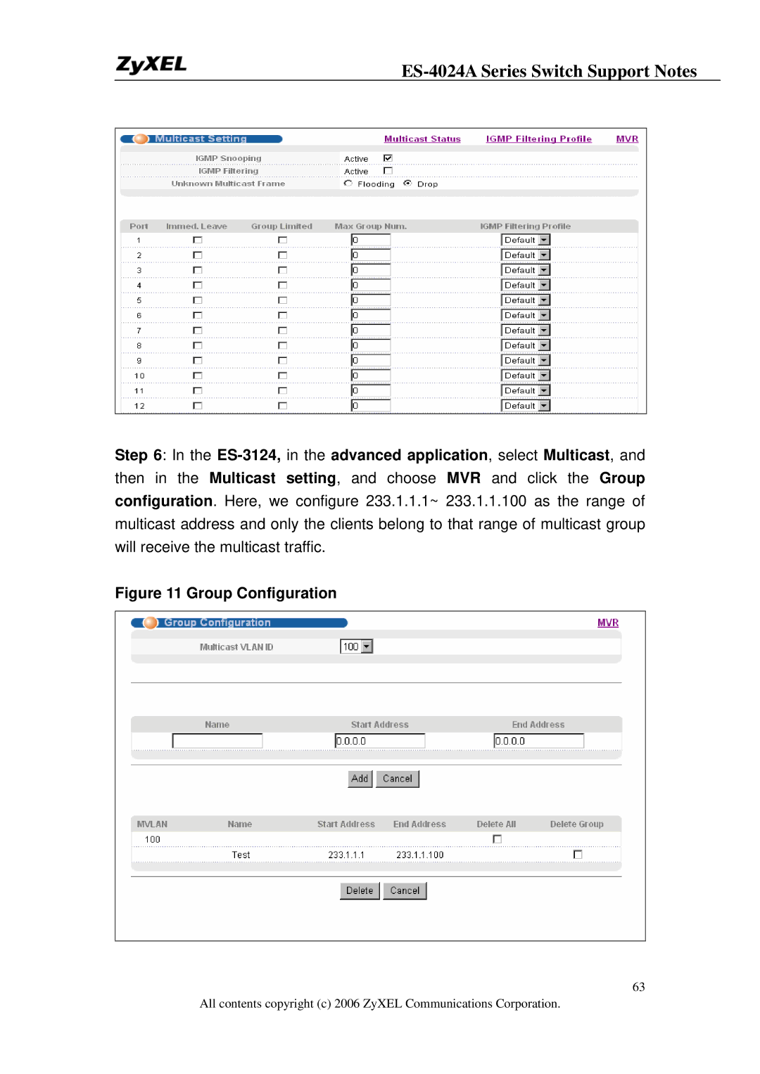 ZyXEL Communications ES-4024A manual Group Configuration 