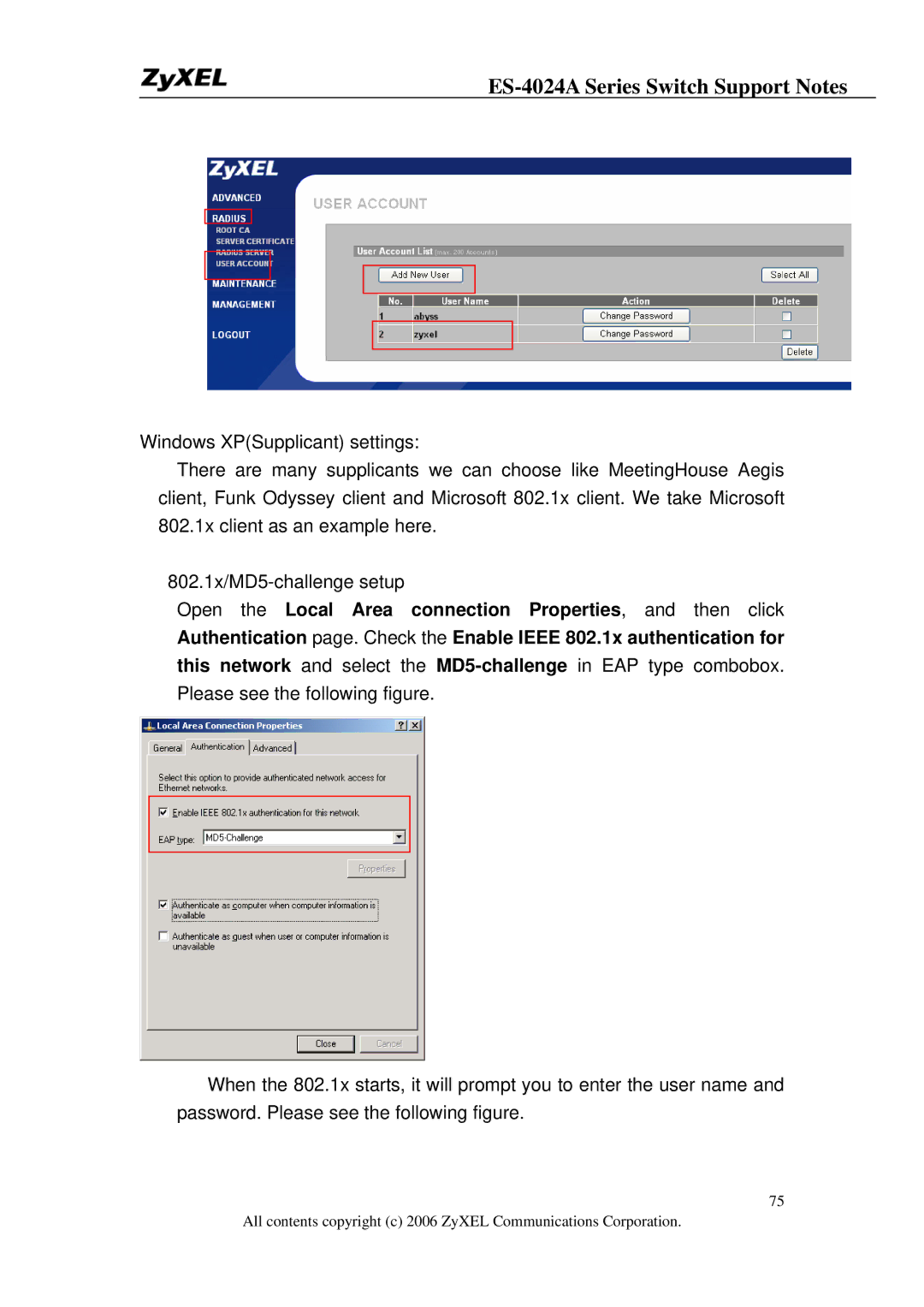 ZyXEL Communications manual ES-4024A Series Switch Support Notes 