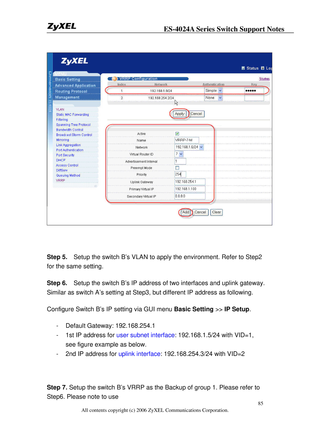 ZyXEL Communications manual ES-4024A Series Switch Support Notes 