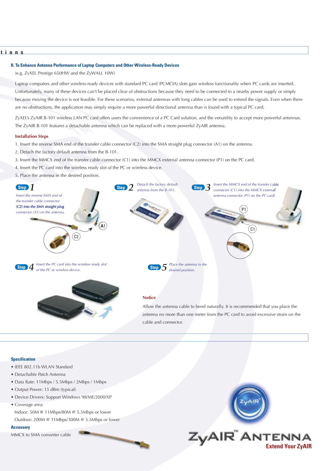 ZyXEL Communications EXT-104, EXT-105, EXT-106 manual O n s, Specification, Accessory 